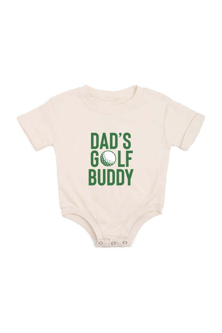 Dad's Golf Buddy Short Sleeve Romper, Main, color, Natural