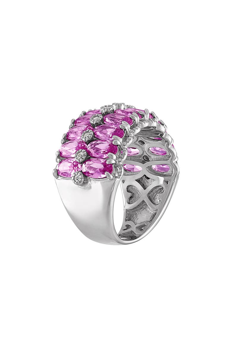 Sterling Silver Lab-Created Pink Sapphire Triple Row Ring, Alternate, color, SILVER/ SAPPHIRE