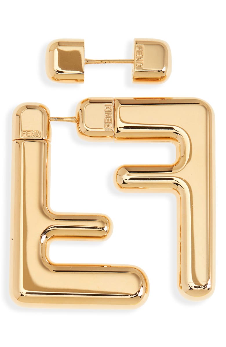 Fendi Double-F Logo Earrings, Alternate, color, 