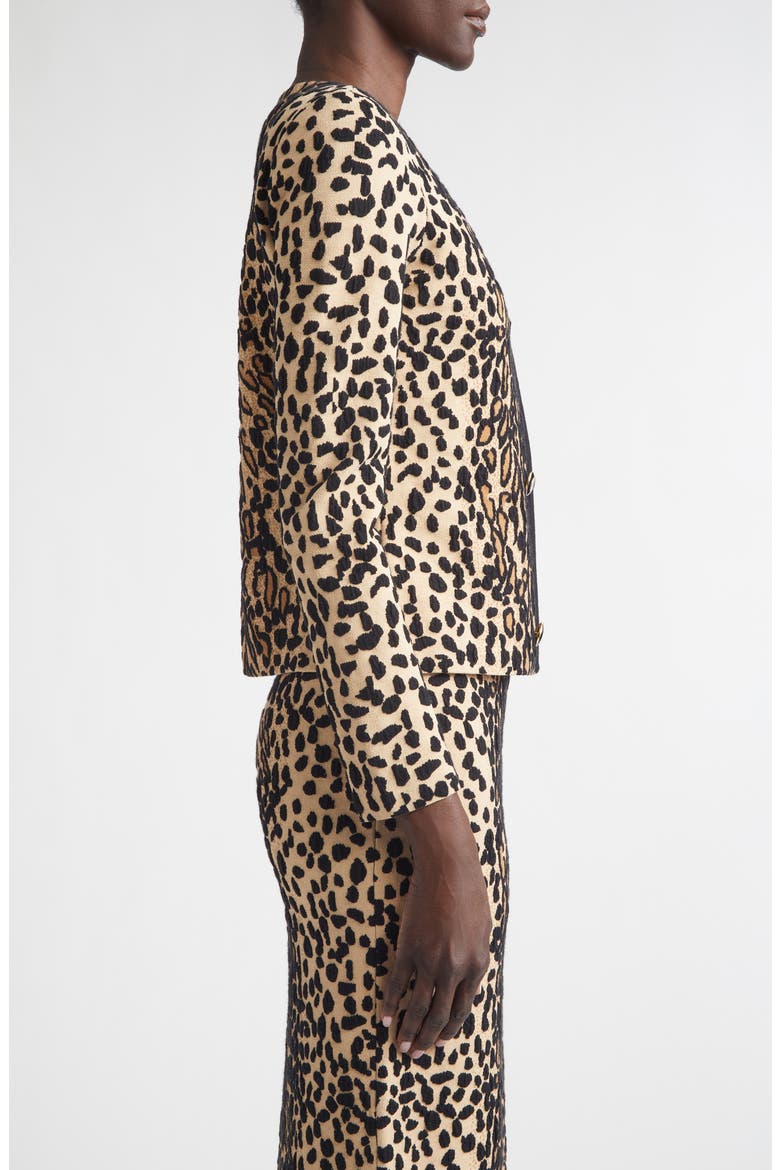 Leopard Jacquard Knit Jacket, Alternate, color, CAMEL LEOPARD MULTI