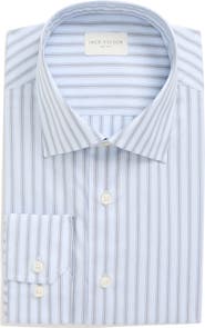 Jack Victor Dream Stripe Cotton Poplin Dress Shirt