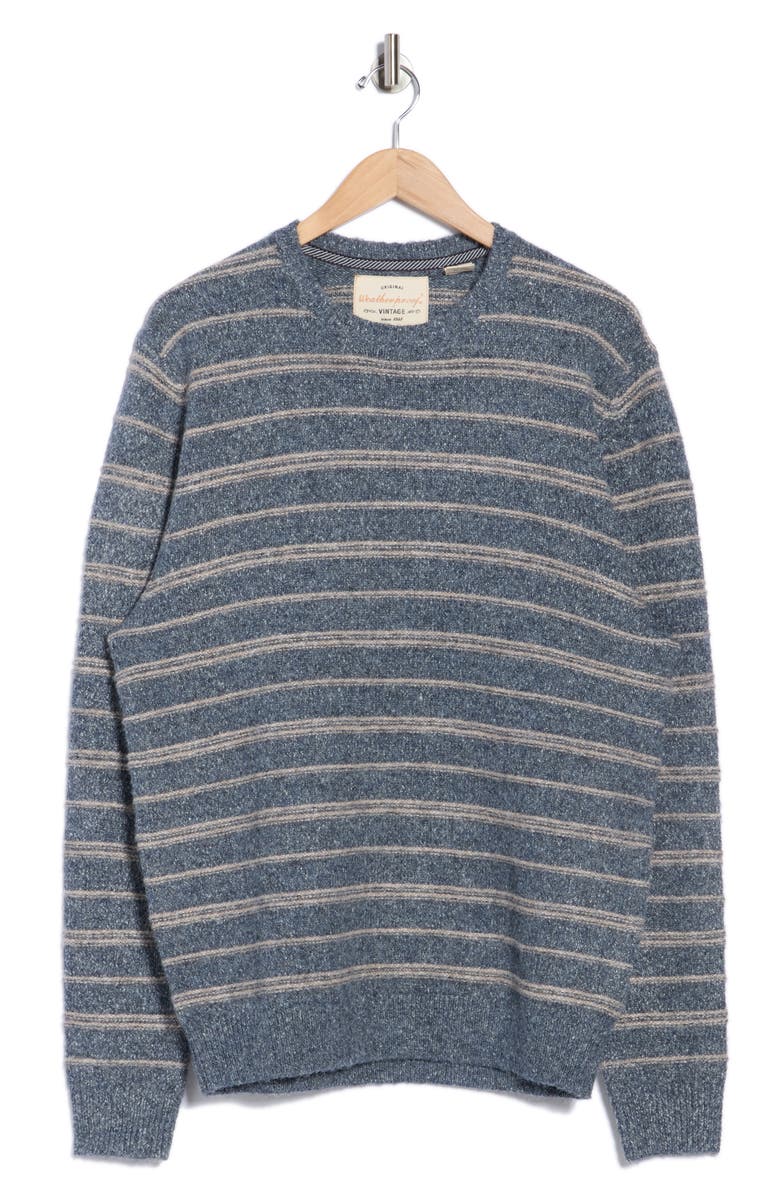 WEATHERPROOF VINTAGE Fuzzy Stripe Crewneck Sweater, Alternate, color, Denim