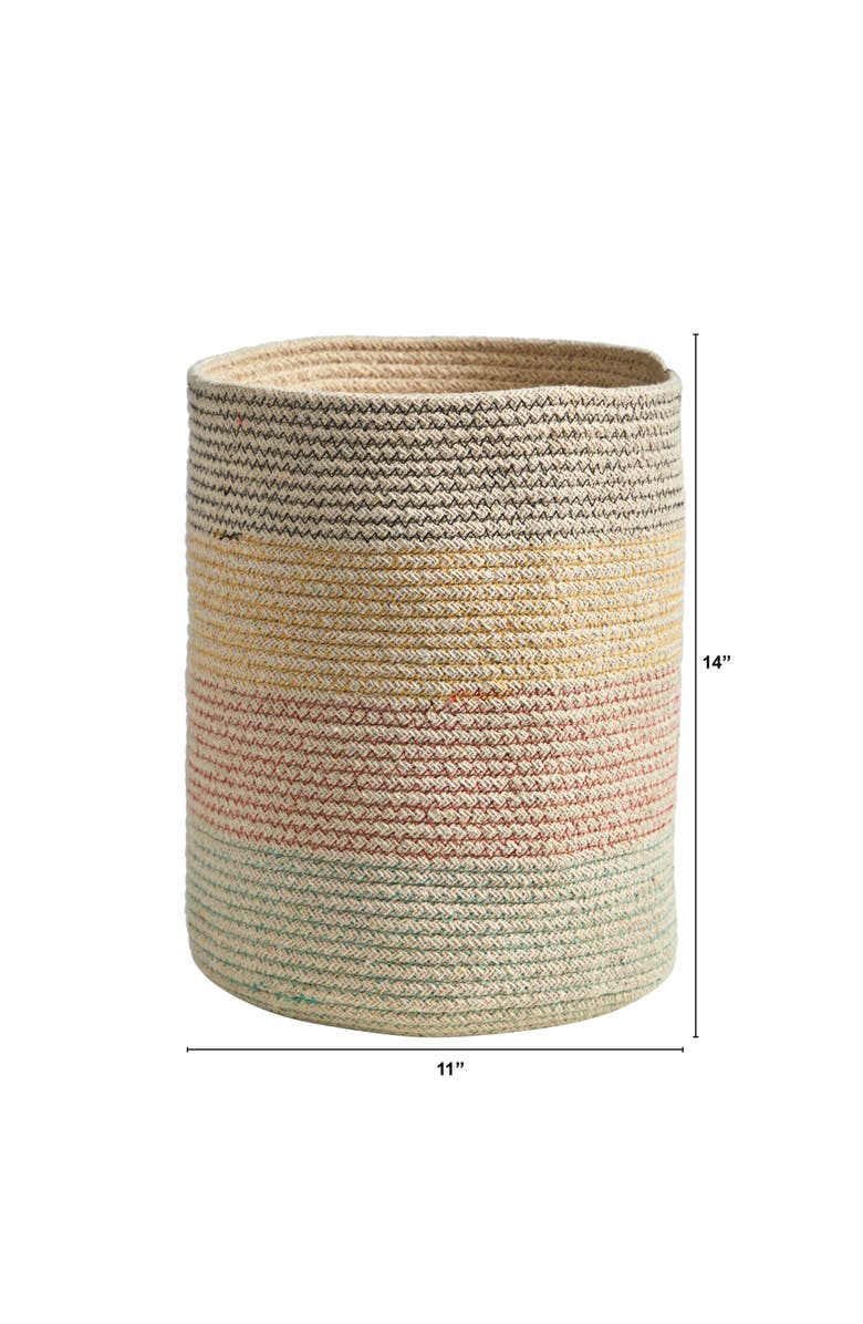 NEARLY NATURAL 12-in Handmade Natural Cotton Multicolored Woven Basket Planter, Alternate, color, Multicolor