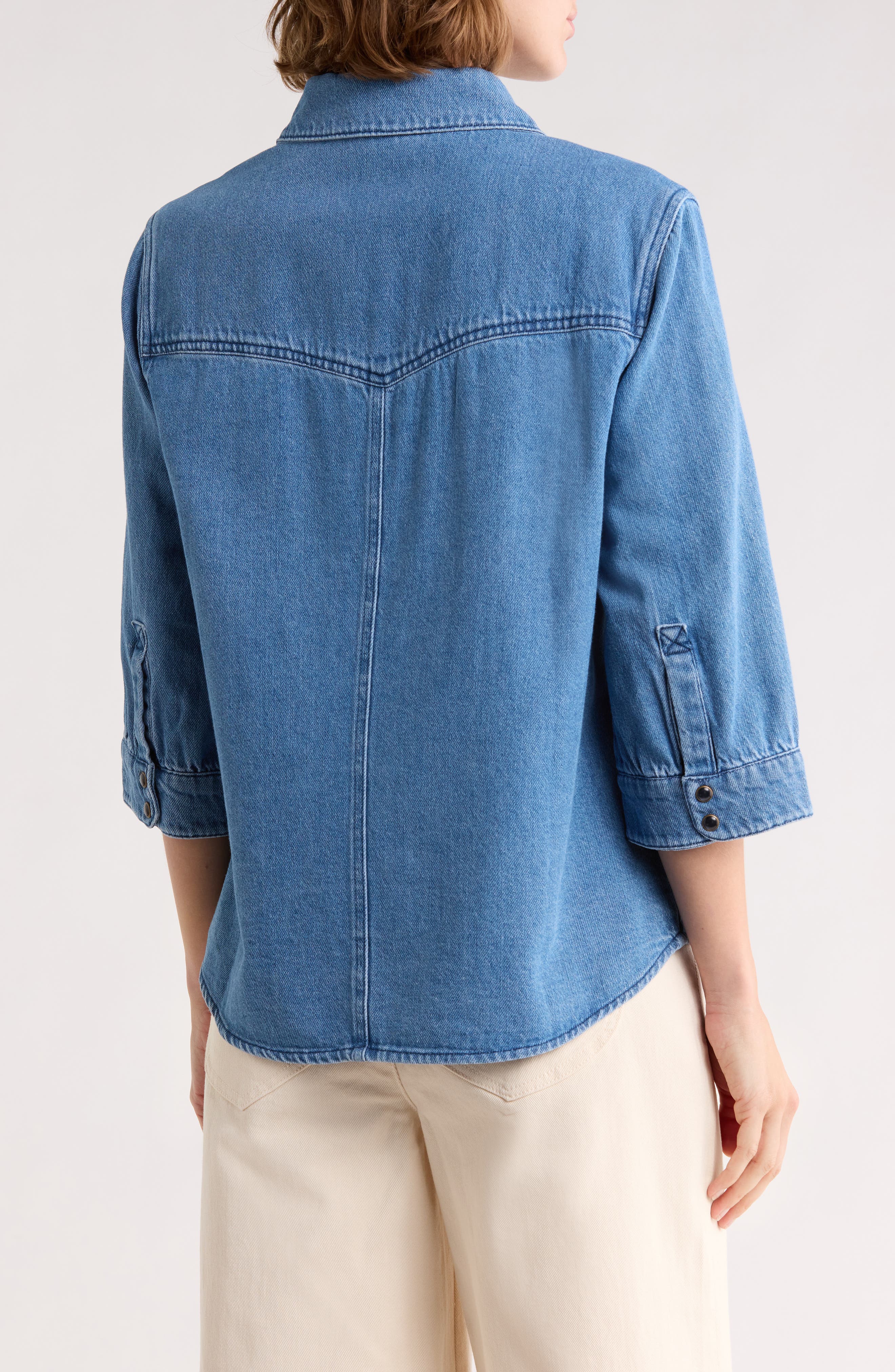 Floral Embroidered Denim Shirt Jacket - image 2