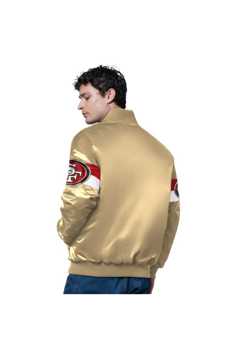Men's Starter Gold San Francisco 49ers Triple Option Full-Snap Varsity Jacket, Alternate, color, Gold