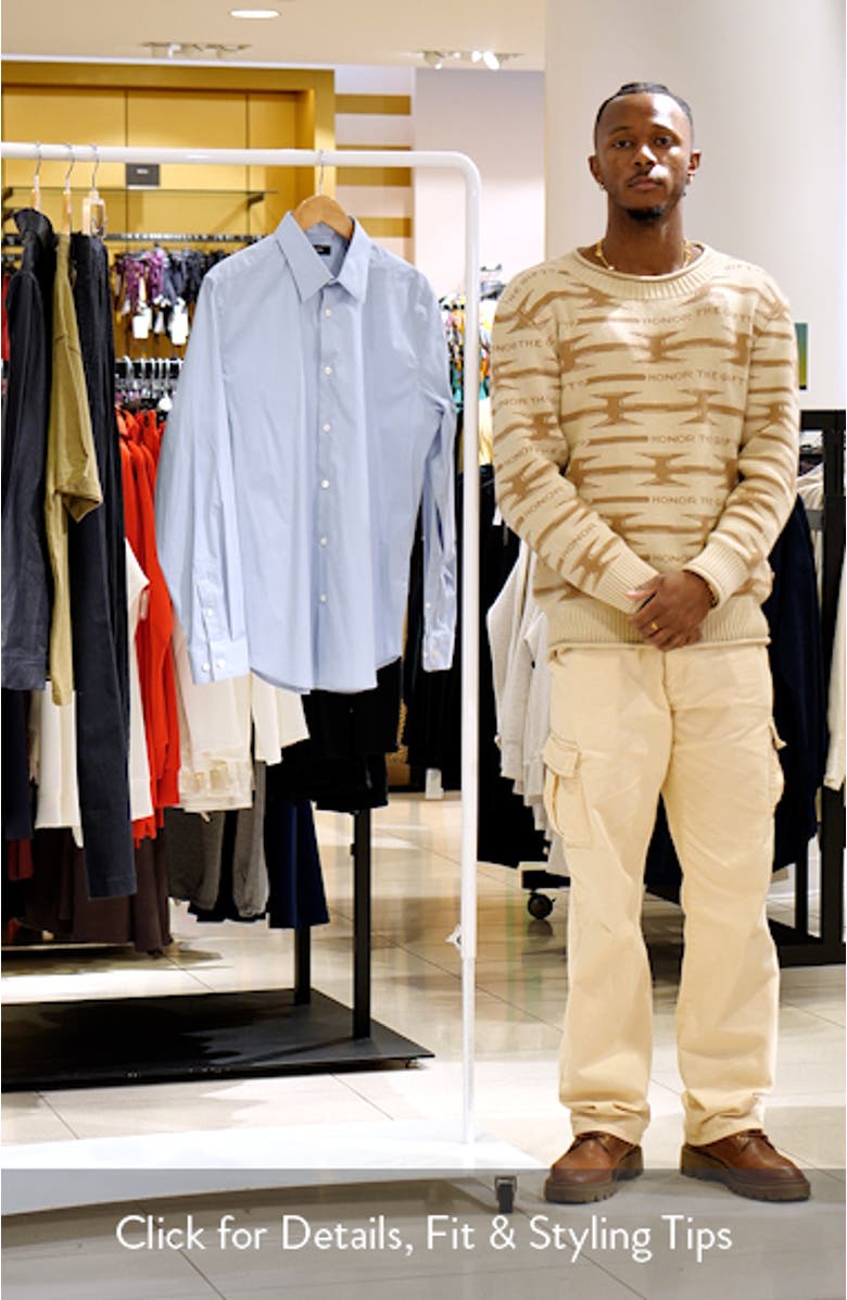 Sylvain Micropattern Stretch Cotton Blend Button-Up Shirt, sales video thumbnail