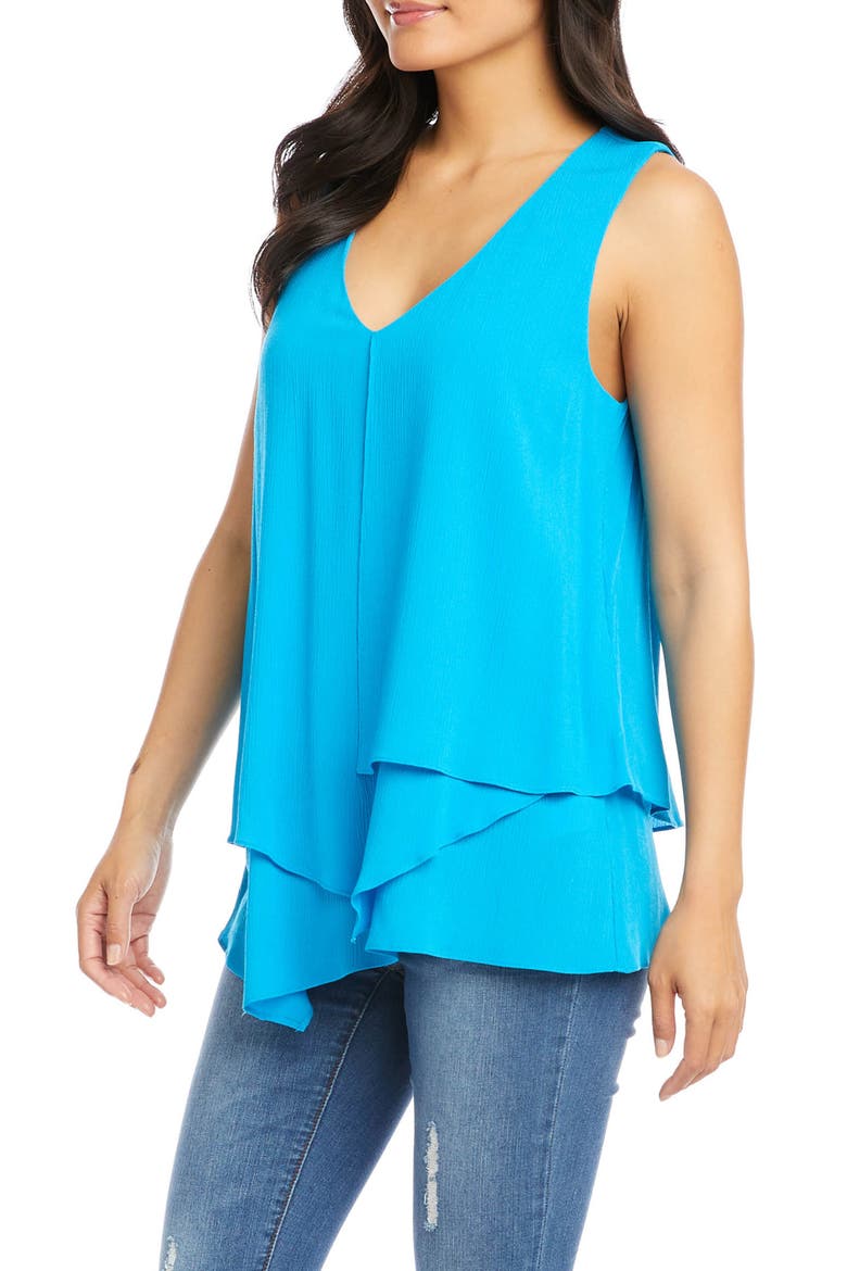 V-Neck Layered Asymmetrical Tank, Alternate, color, AQUA