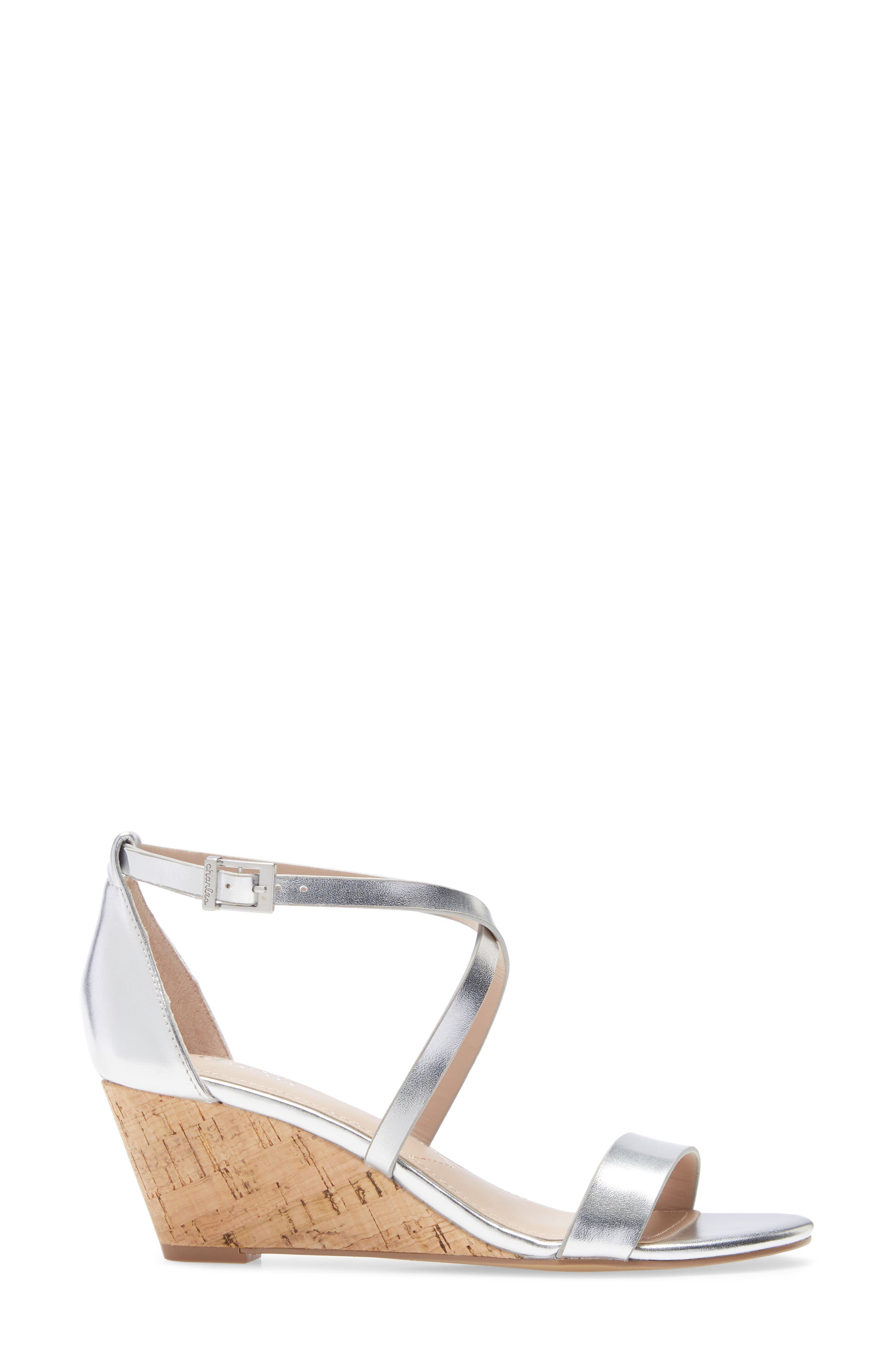 Gustie Wedge Sandal, Alternate, color, SILVER