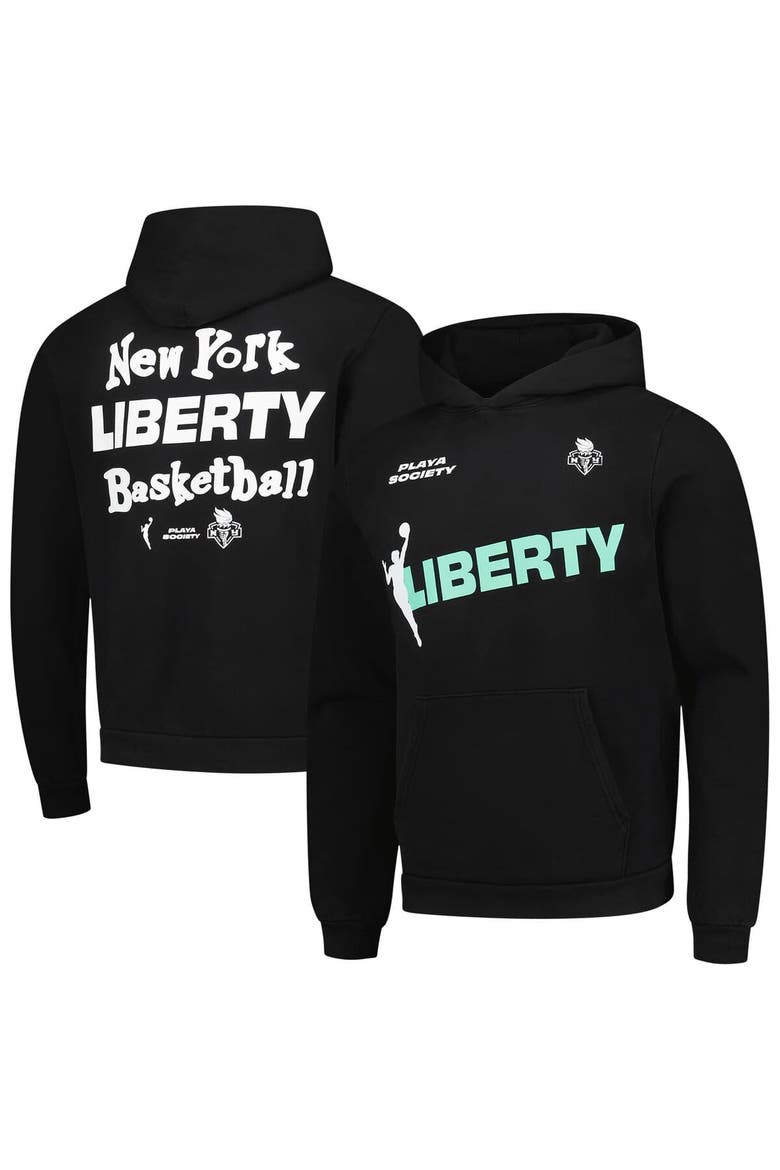 Unisex Playa Society Black New York Liberty Team Pullover Hoodie, Main, color, Black
