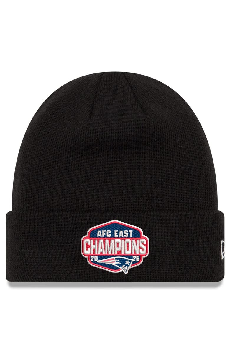 New Era Men's New Era Black New England Patriots 2025 AFC East Division Champions Cuffed Knit Hat, Main, color, 