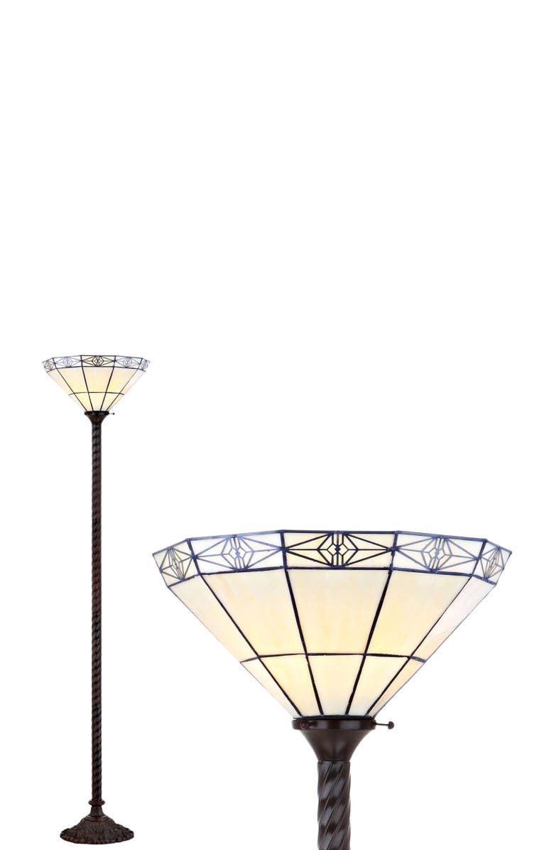 JONATHAN Y Moore Tiffany-Style 68.57" Torchiere LED Floor Lamp, Bronze, Alternate, color, Bronze