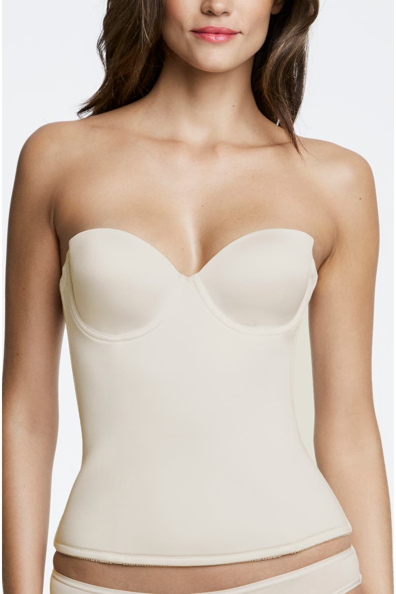 Paige Seamless Padded Microfiber Longline Strapless Bra, Main, color, Bone
