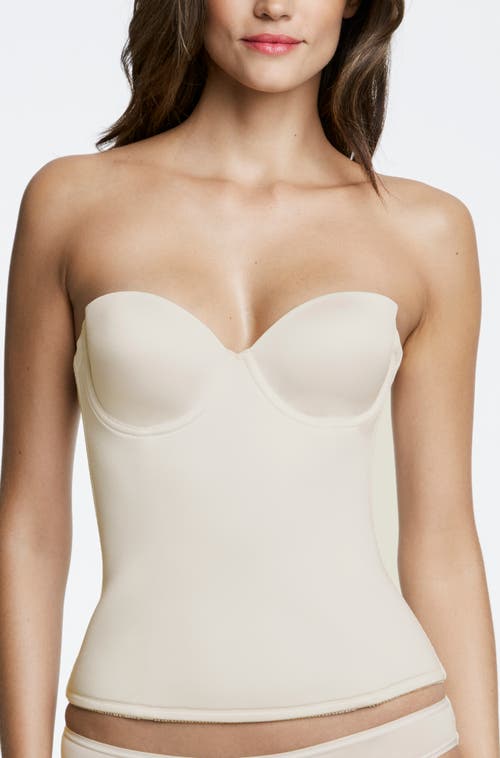 Dominique Intimates Paige Seamless Padded Microfiber Longline Strapless Bra In White