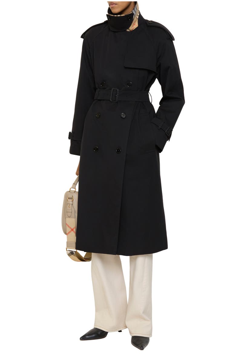 Burberry Long Castleford Trench Coat, Main, color, Black