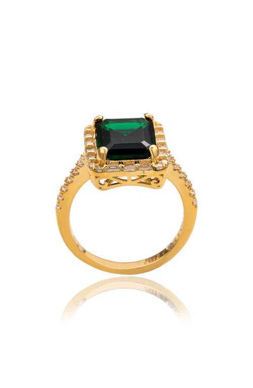 Suzy Levian Emerald Cut Cubic Zirconia Halo Ring In Gold