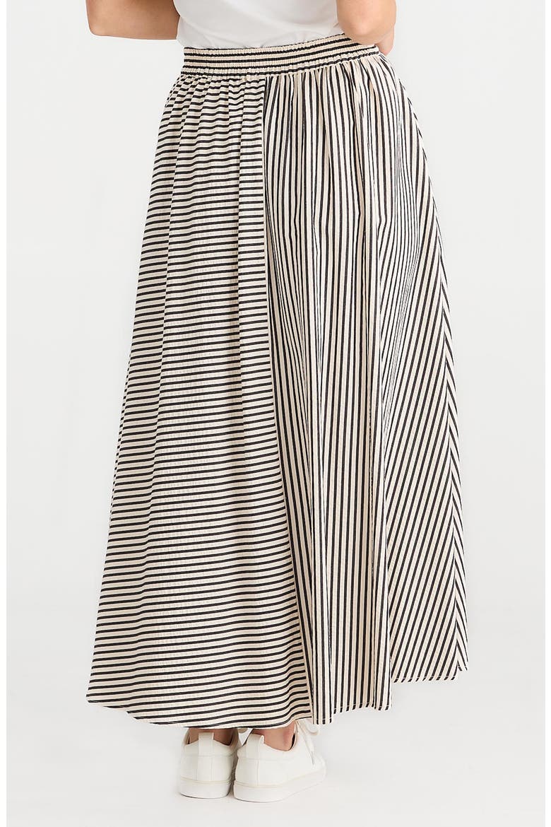 Lucy Mixed Stripe Maxi Skirt, Alternate, color, WHITE W BLACK STRIPE