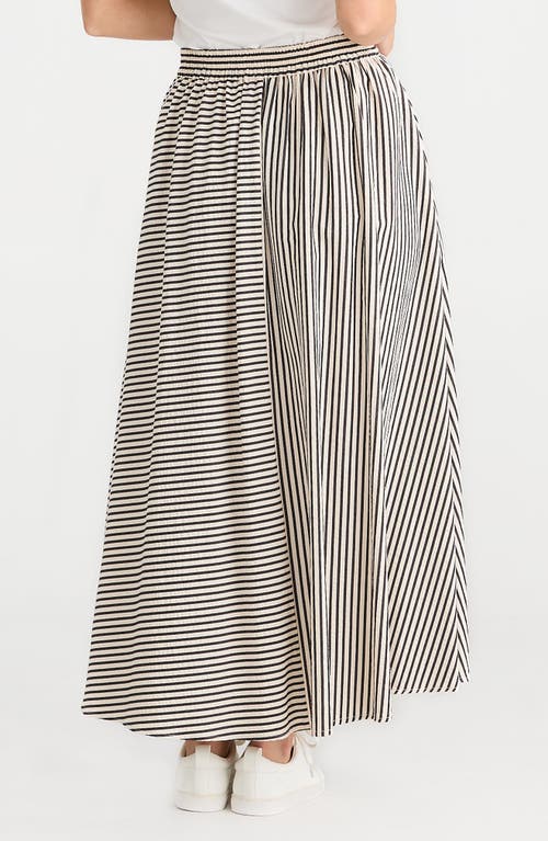 Brave + True Brave+true Lucy Mixed Stripe Maxi Skirt In White W Black Stripe