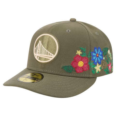 Men's New Era Olive Golden State Warriors Tonal Florals 59FIFTY Fitted Hat