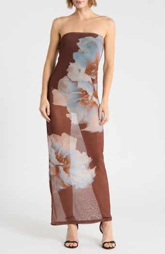 Strapless Mesh Maxi Dress