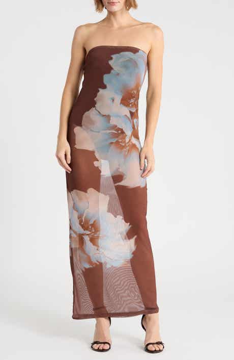 Strapless Mesh Maxi Dress