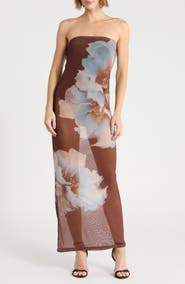 Madden Girl Strapless Mesh Maxi Dress