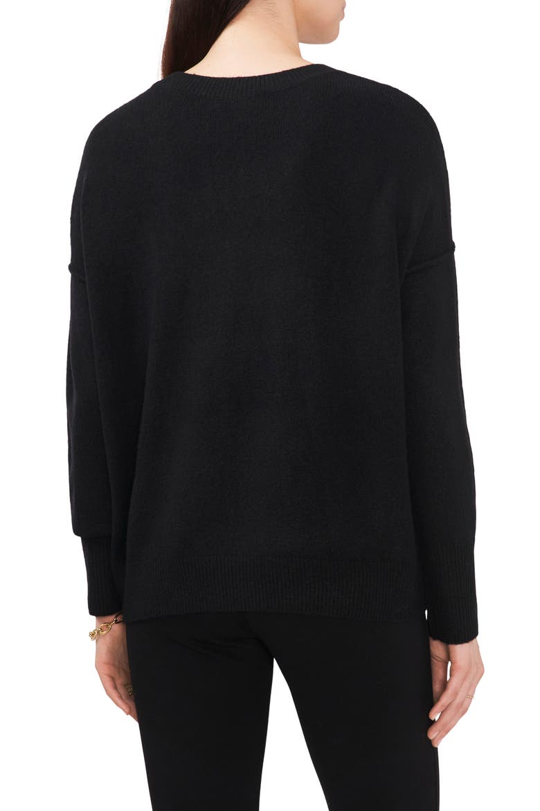 Rhinestone Cozy Crewneck Sweater, Alternate, color, RICH BLACK
