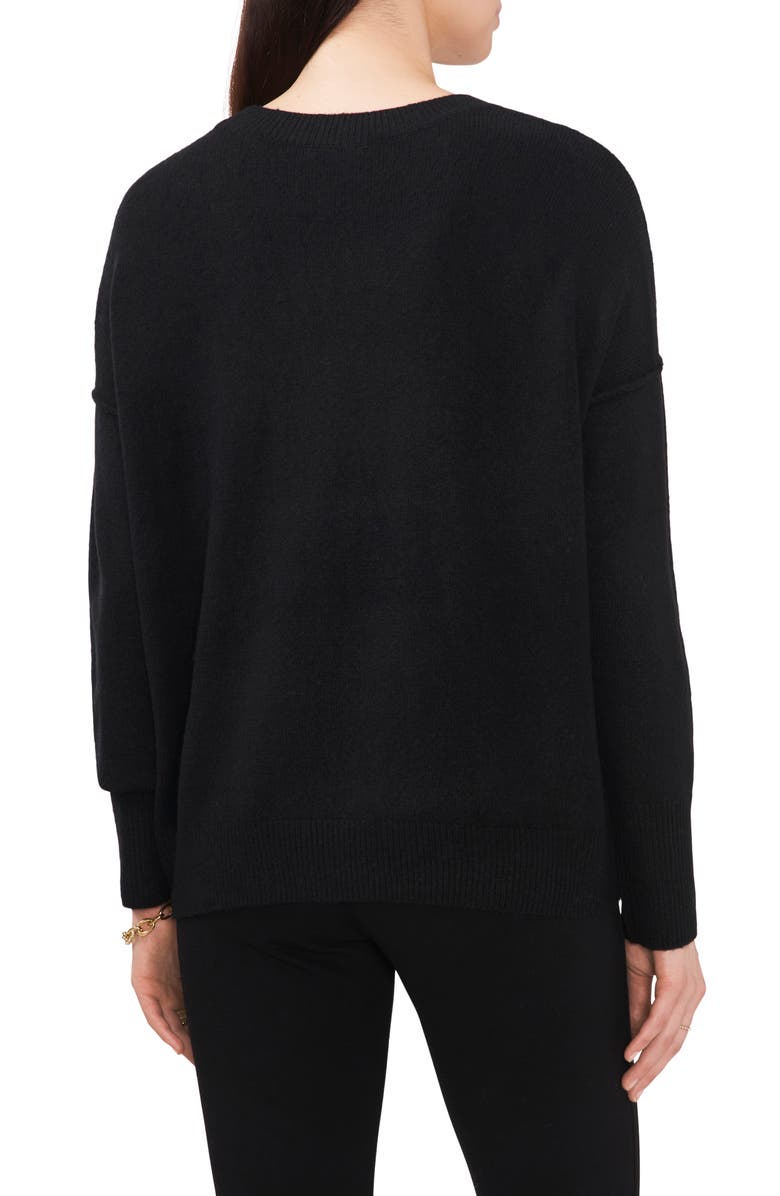 Chaus Rhinestone Cozy Crewneck Sweater, Alternate, color, Rich Black