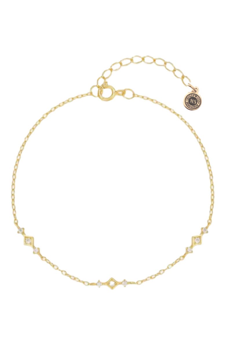 Hollywood Sensation Belissa Dainty Chain Link Bracelet with Cubic Zirconia Accents, Main, color, Gold