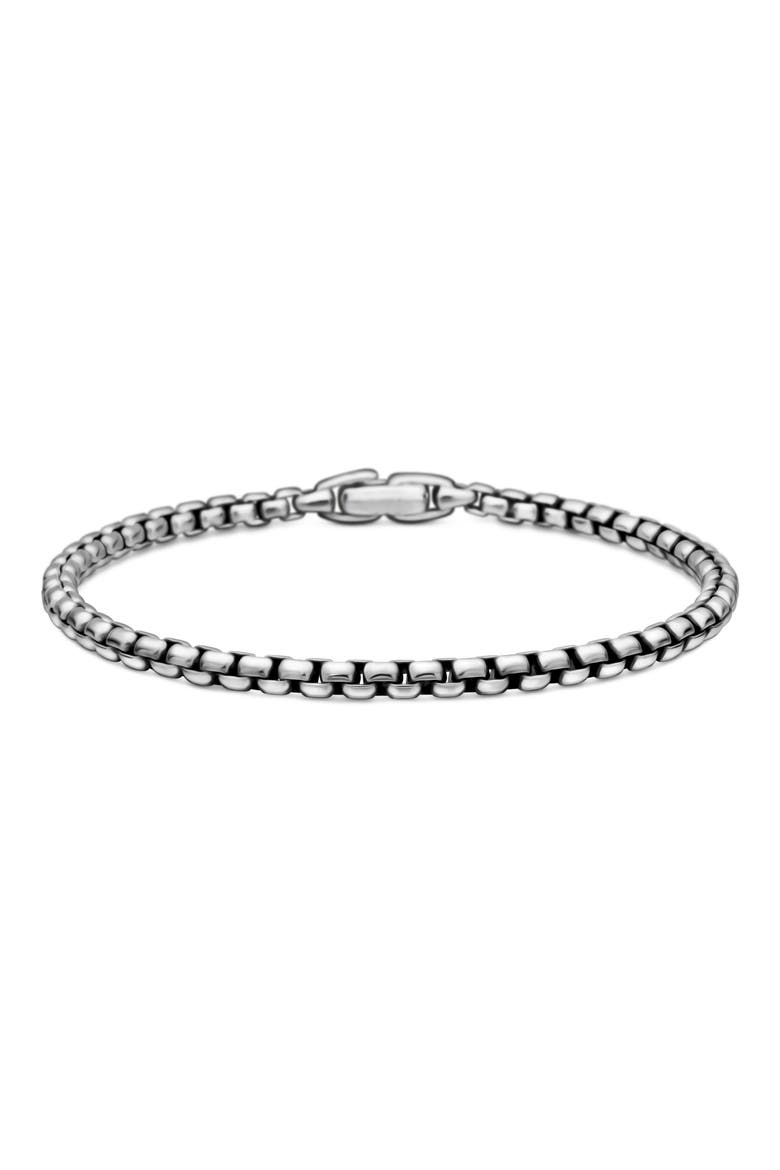 Men's Box Chain Bracelet in Sterling Silver, 4mm, Main, color, SILVER