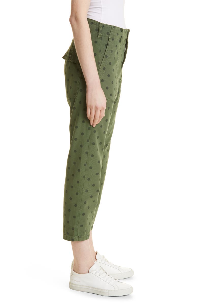 THE GREAT. The Ranger Crop Cotton Pants, Alternate, color, Army Dot