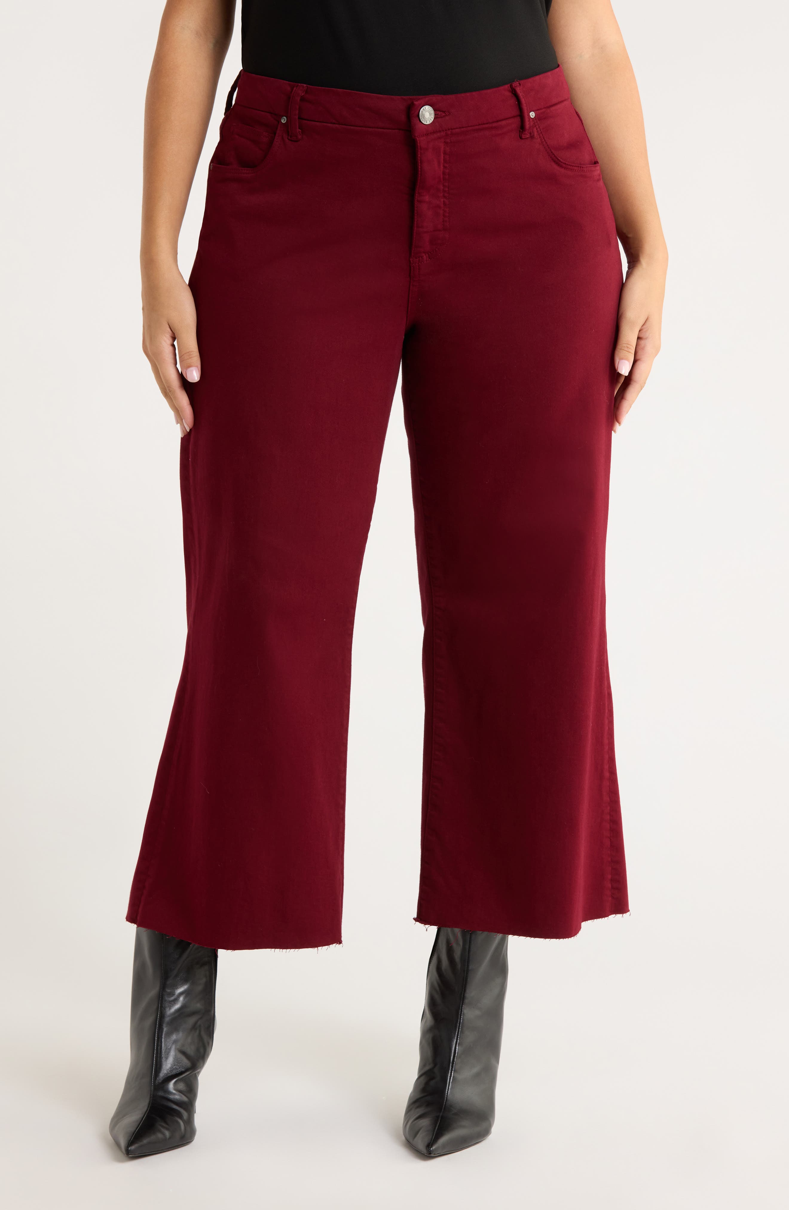 KUT from the Kloth Meg Fab Ab Raw Hem High Waist Ankle Wide Leg Jeans