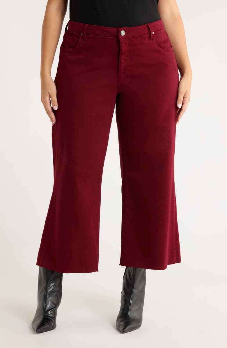 KUT from the Kloth Meg Fab Ab Raw Hem High Waist Ankle Wide Leg Jeans, Main, color, Maroon