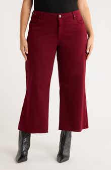 KUT from the Kloth Meg Fab Ab Raw Hem High Waist Ankle Wide Leg Jeans