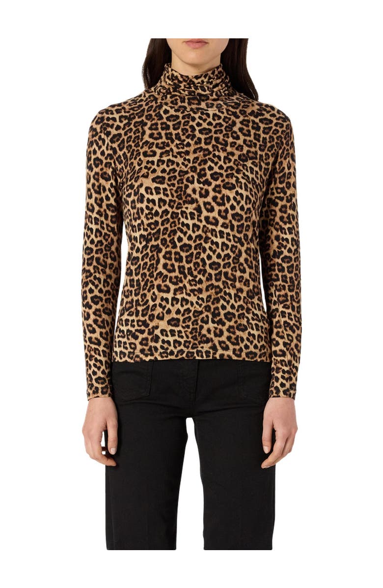 GERARD DAREL Helene Long Sleeve Printed Roll Neck Top, Alternate, color, Camel