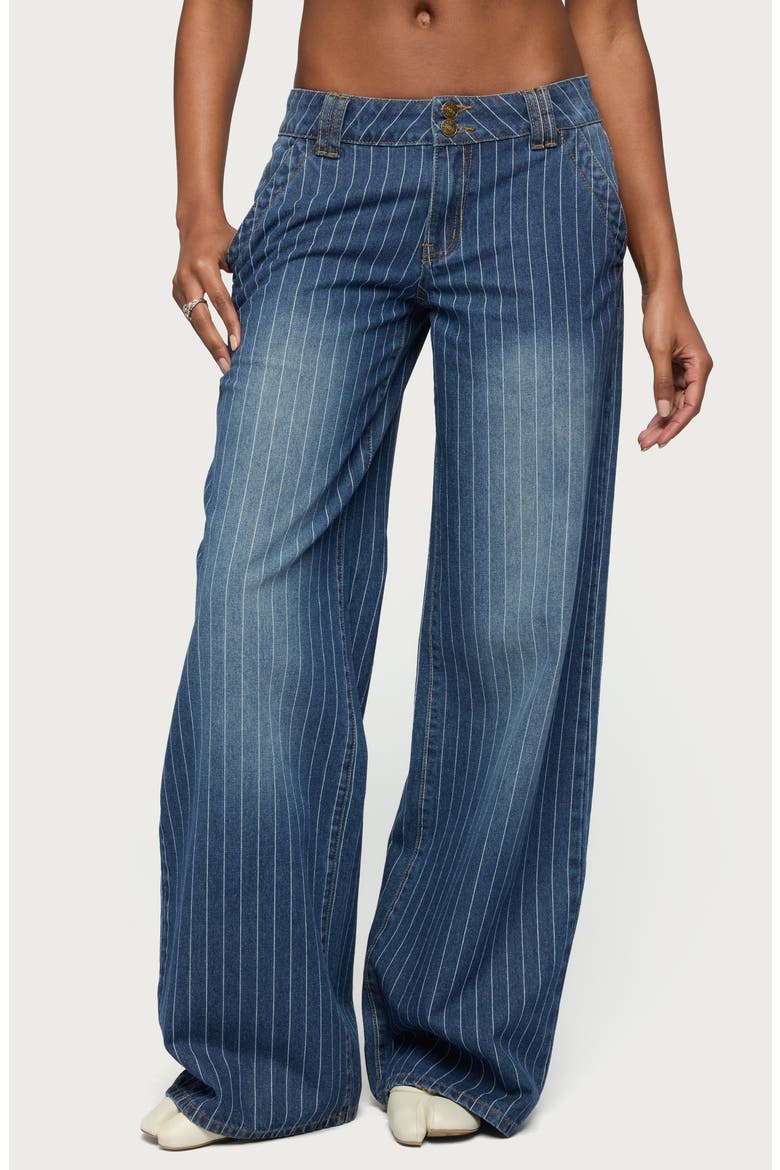Cory Stripe Low Rise Wide Leg Jeans, Main, color, BLUE