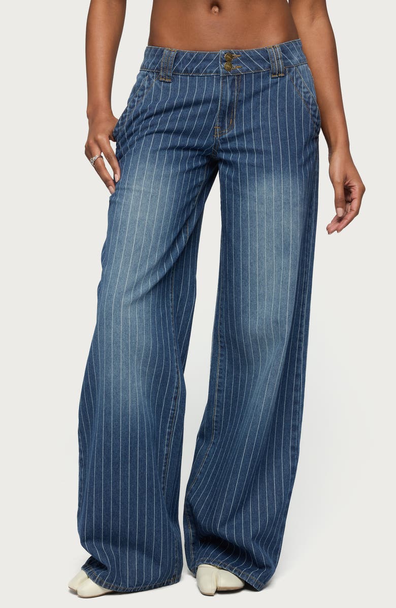 EDIKTED Cory Stripe Low Rise Wide Leg Jeans, Main, color, 