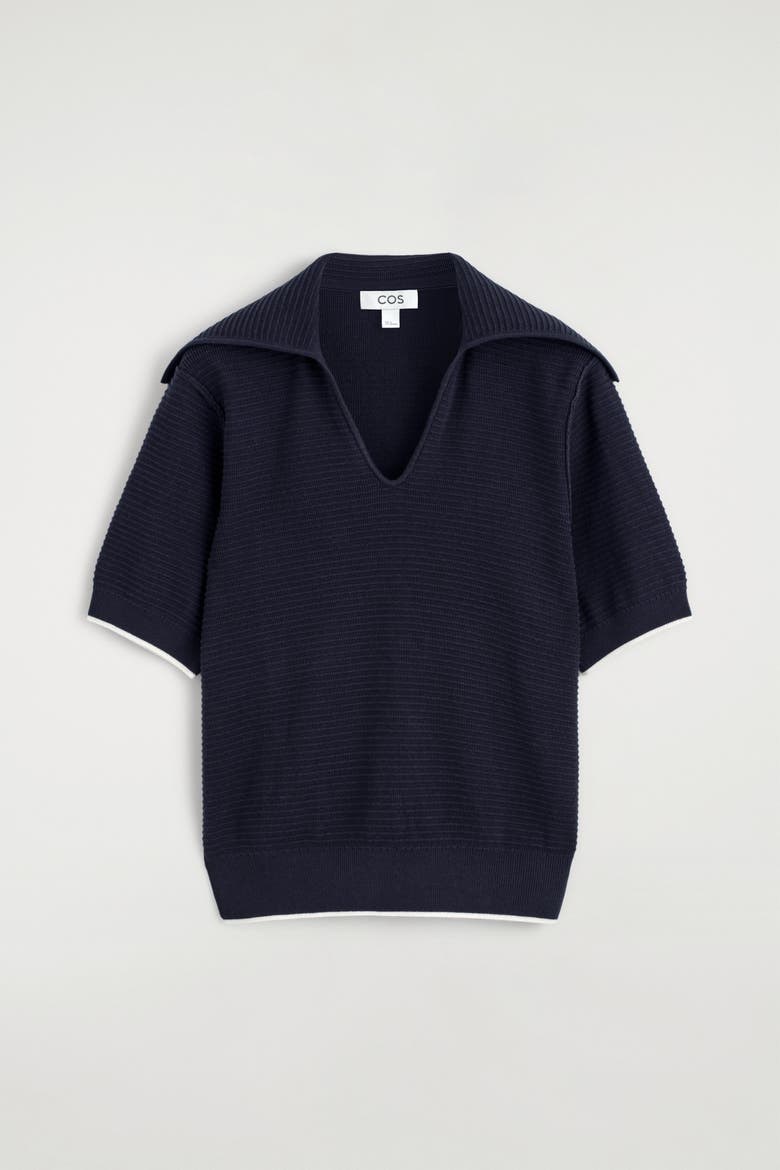 Sailor-collar Knitted Top, Alternate, color, NAVY