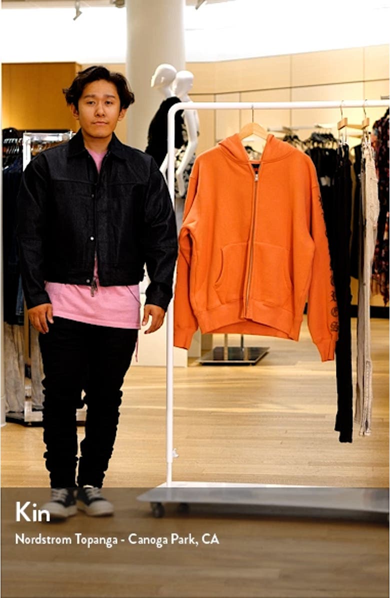 Embroidered Graphic Zip-Up Hoodie, sales video thumbnail