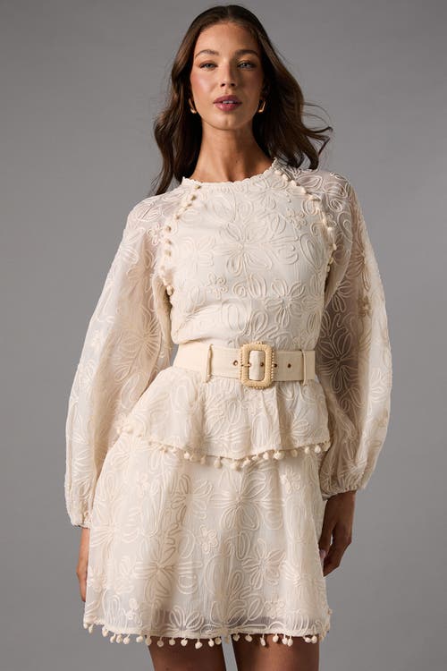 Coast Long Sleeve Tiered Skirt Belted Dress In Neutral