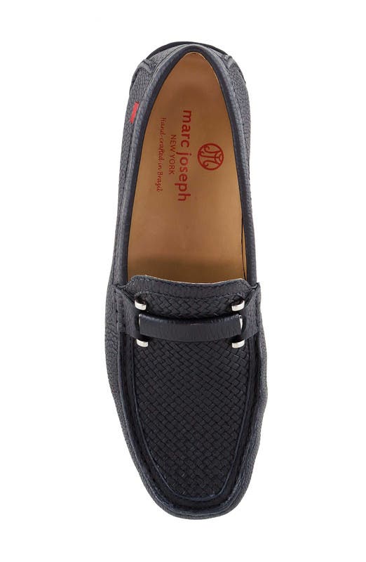 Marc Joseph New York Bryant Park Leather Weave Driver Loafer, Alternate, color, Black Grainy