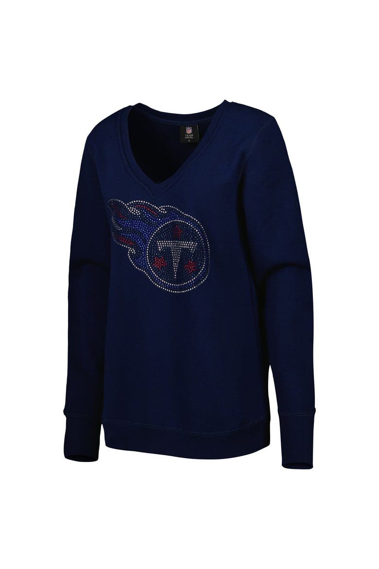 Women's Cuce Navy Tennessee Titans Deep V-Neck Pullover Sweatshirt, Alternate, color, Navy