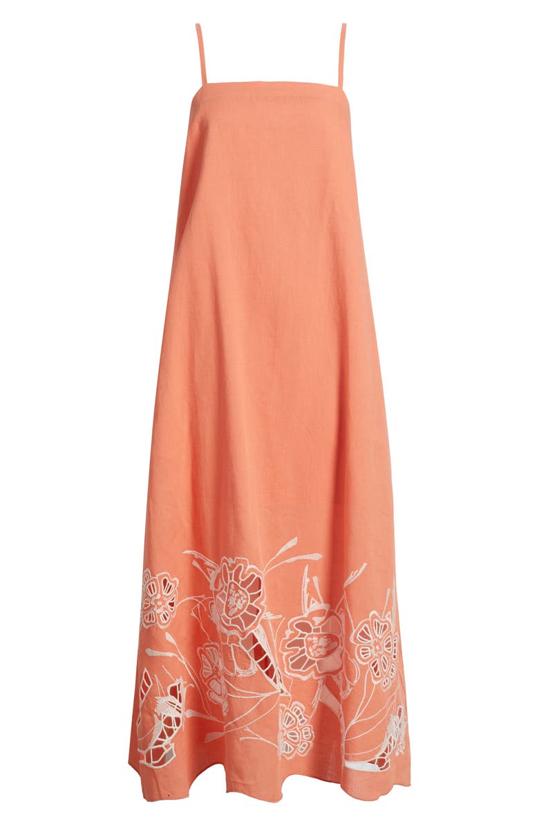 Cleobella Mila Cotton & Linen Maxi Dress, Alternate, color, Coral Peach / Ivory