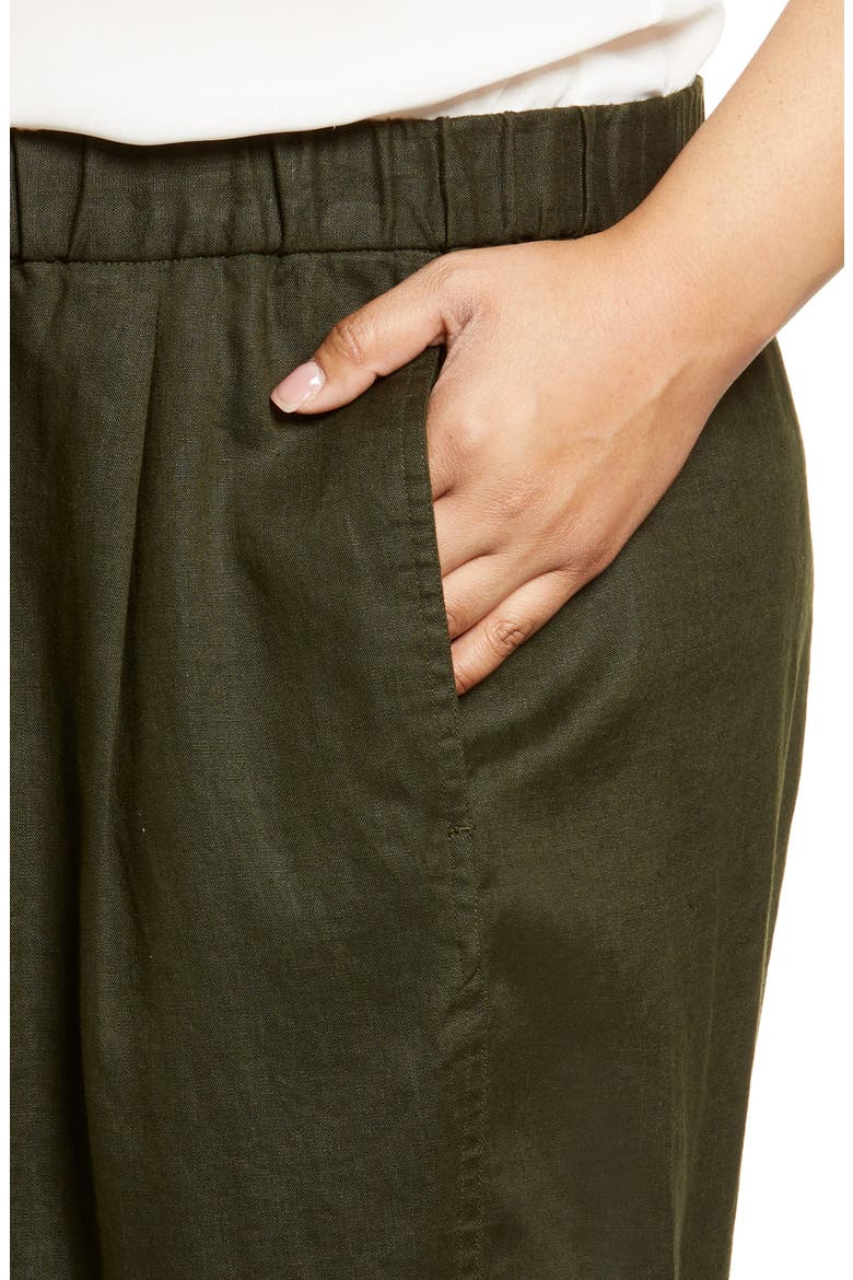 Lantern Organic Linen Ankle Pants, Alternate, color, SEAWEED