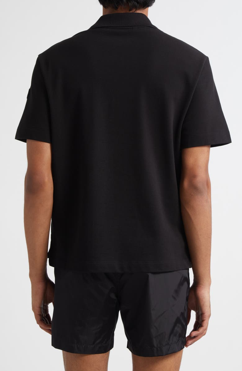 Moncler Logo Patch Cotton Piqué Polo, Alternate, color, Smoky Black