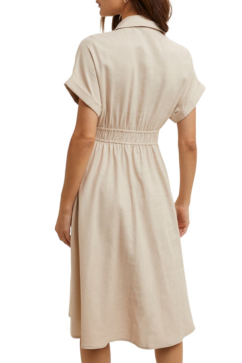 Short Sleeve Midi Shirtdress, Alternate, color, ECRU