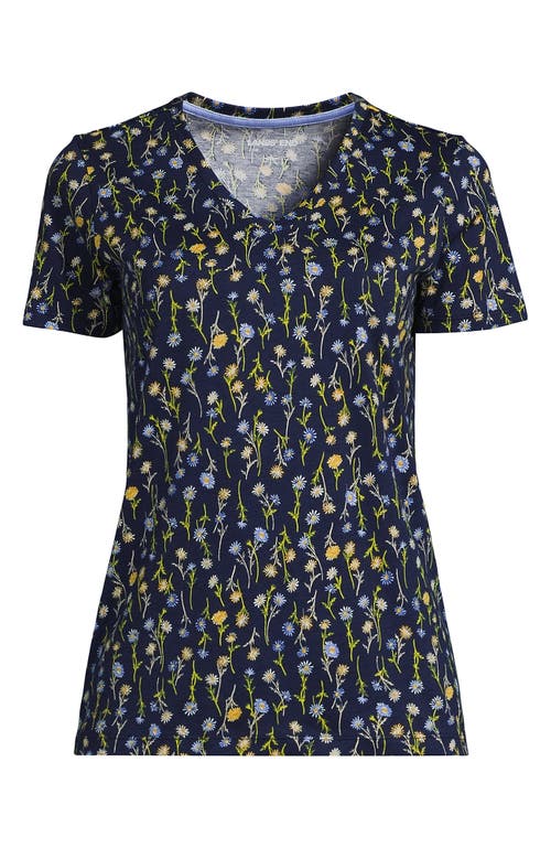 Lands' End Relaxed Supima Cotton V-neck T-shirt In Blue