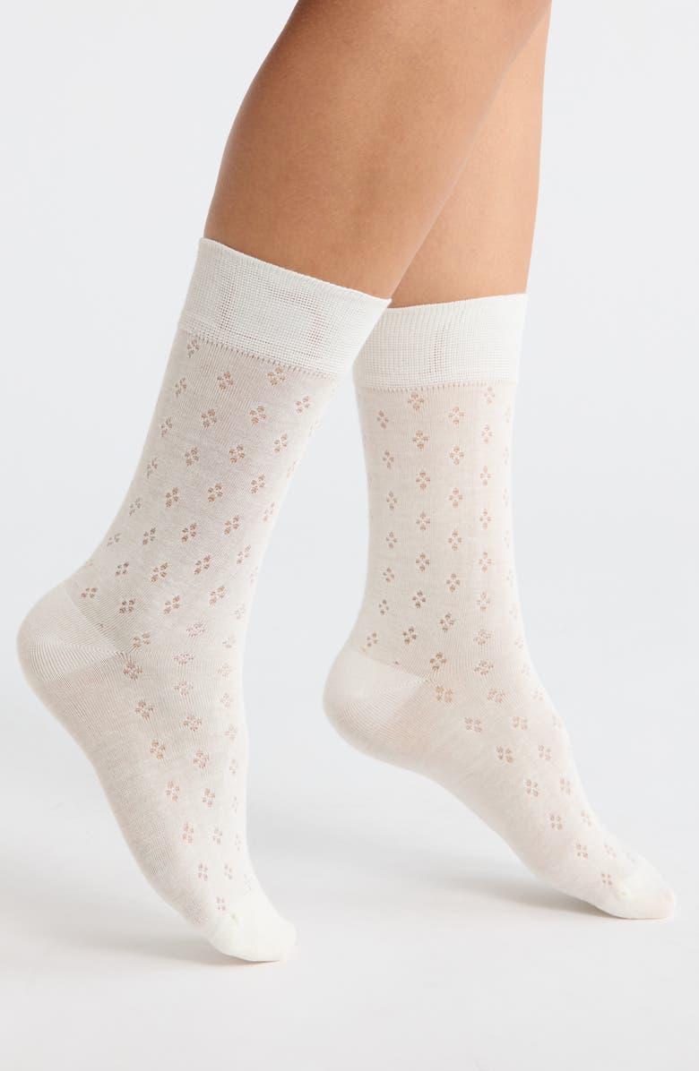 Casa Clara Cadence Pointelle Crew Socks, Main, color, White