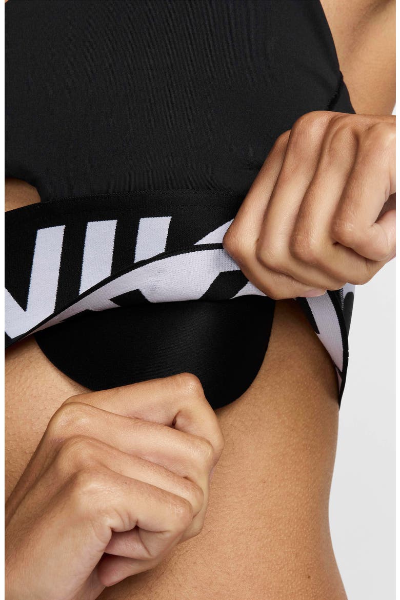 Pro Indy Plunge Medium-Support Padded Sports Bra, Alternate, color, 010 BLACK/ WHITE/ WHITE