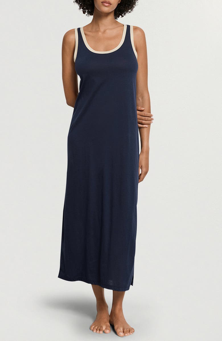 Hanro Laura Long Tank Nightgown, Main, color, Deep Navy