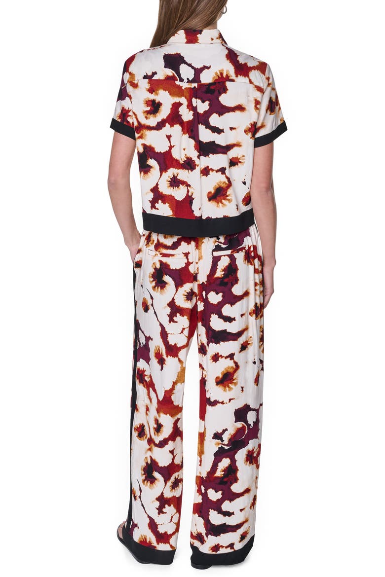 Print Short Sleeve Button-Up Shirt, Alternate, color, FLORAL INKBLOT